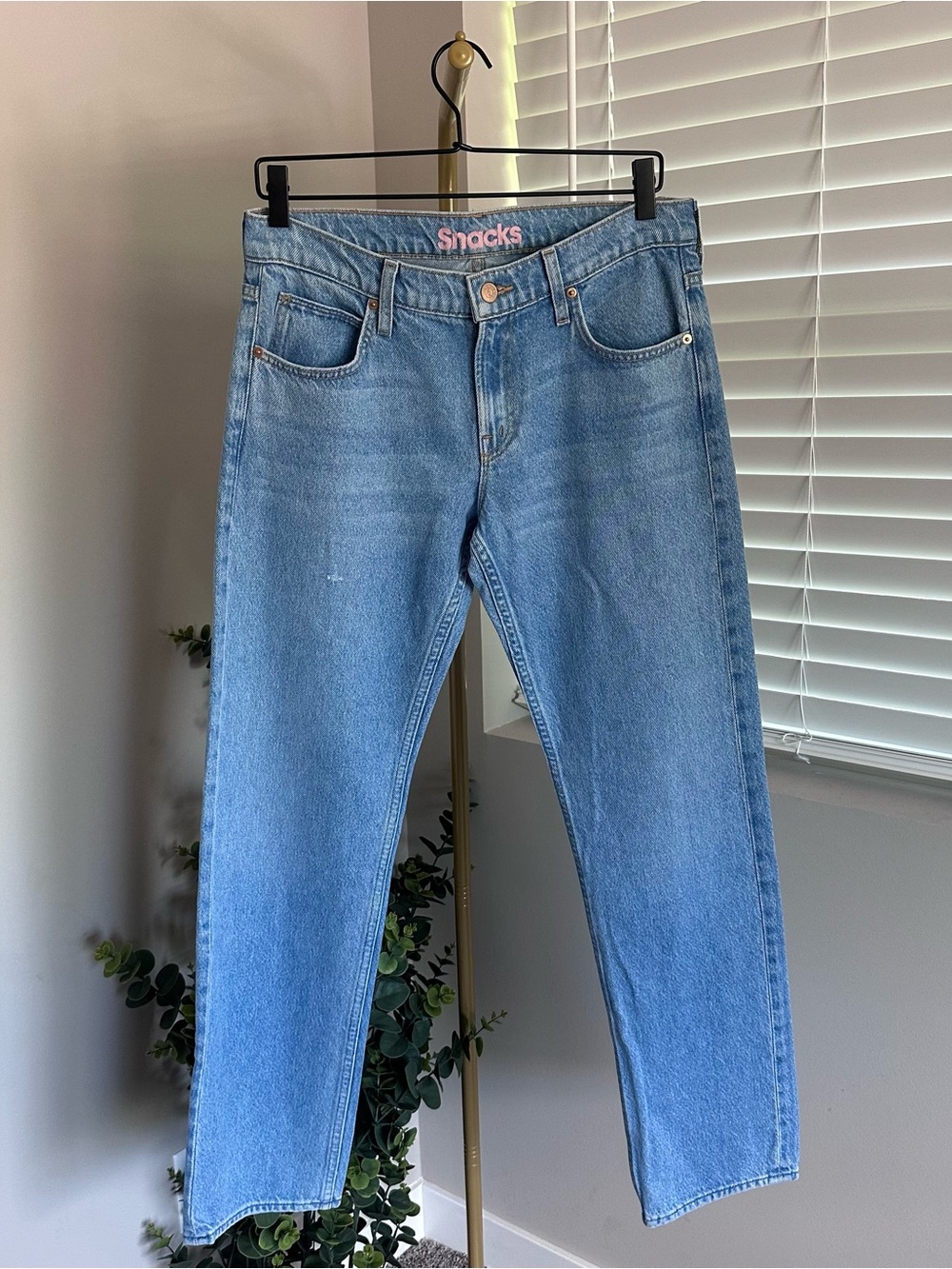 Mother Snacks Light Blue Straight Leg Jeans